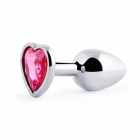 Анальная втулка «Jewelry» в форме сердца 70 мм. рубин