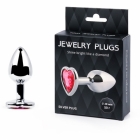 Анальная втулка «Jewelry» в форме сердца 70 мм рубин