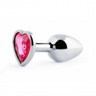 Анальная втулка «Jewelry» в форме сердца 70 мм рубин