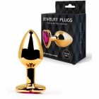 Анальная втулка золотистая «Jewelry» рубин 90 мм