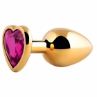 Анальная втулка золотистая «Jewelry» рубин 90 мм