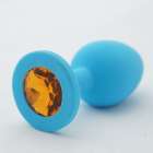 Втулка анальная голубая, цвет кристалла оранжевый, длина 7,3 см., диаметр 3 см.