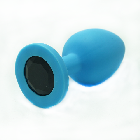 Втулка анальная голубая, цвет кристалла черный, длина 7,3 см., диаметр 3 см.
