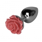 Анальная металлическая пробка “Красная роза” 7,5 см