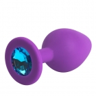 Анальная пробка Lola фиолетовая с голубым кристаллом