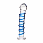 Фаллоимитатор стеклянный "Sexus Glass" 18 см с выпуклой синей спиралью