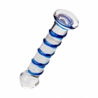 Фаллоимитатор стеклянный "Sexus Glass" 18 см с выпуклой синей спиралью