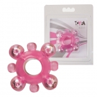 Эластичное эрекционное кольцо «ТойФа» с бусинками розовое