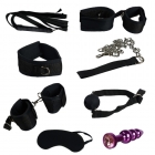 Большой БДСМ набор "No Tabu" (кляп, наручники, маска, оковы, ошейник с поводком, плеть) + анальная втулка