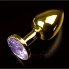 Анальная пробка золотистая с фиолетовым кристаллом «Пикантные штучки»