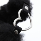 Меховой ошейник с кольцом-сердечком чёрный
