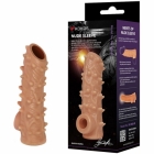 Насадка с шипами и открытой головкой на пенис «Kokos Nude Sleeve» 12 см
