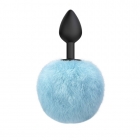 Анальная втулка с голубым меховым хвостом «Emotions Fluffy Blue» 7 см